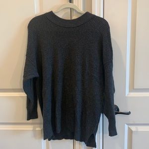 American Eagle Charcoal Waffle Knit Long Sleeve Sweater